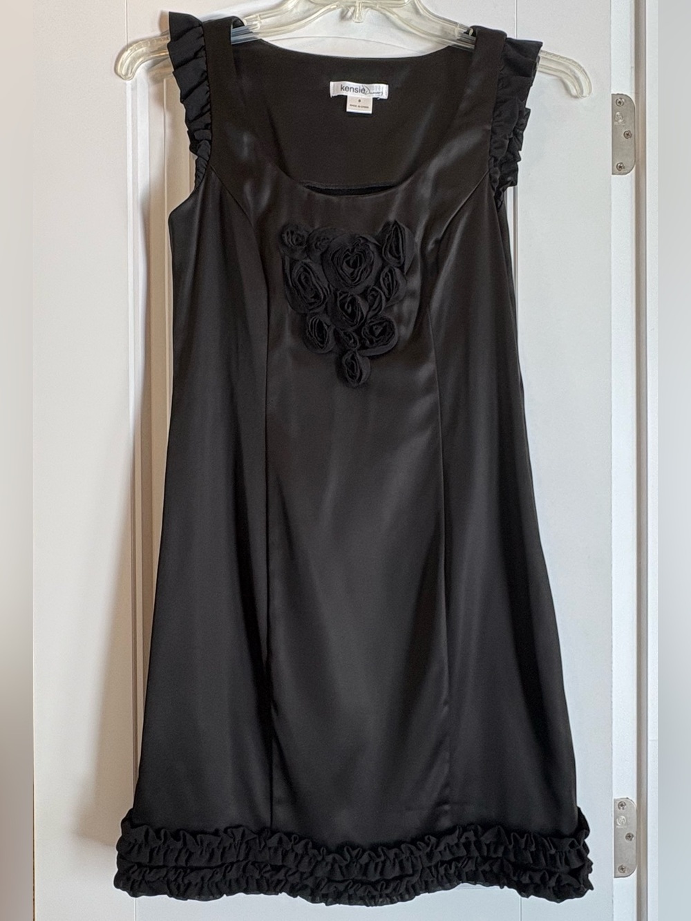 Kensie Black Sleeveless Satin Dress